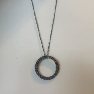 Nadri black silver circle O necklace